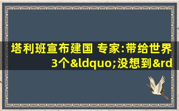 塔利班宣布建国 专家:带给世界3个“没想到”